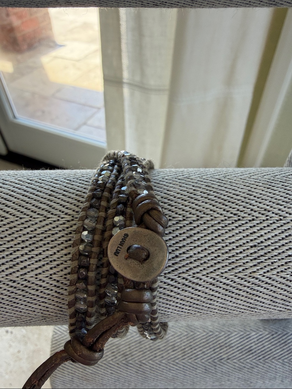 Chan Luu Brown and Silver Multi‑Strand Wrap Bracelet